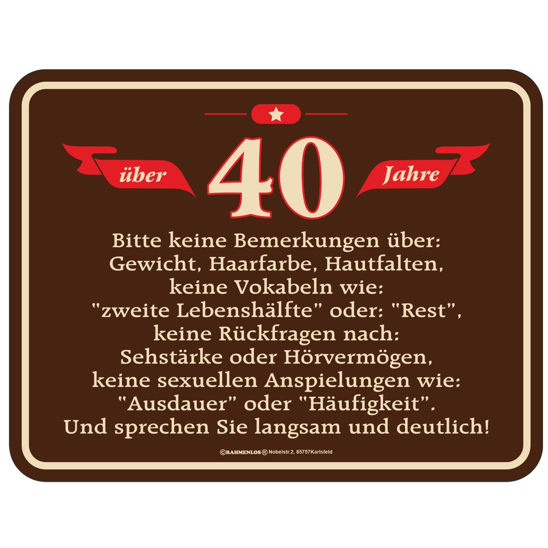 Blechschild - Geburtstag - Über 40 Jahre