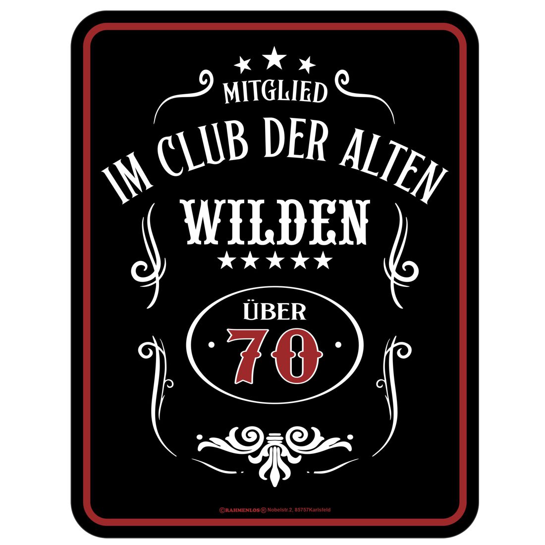 Blechschild - 70. Geburtstag - Willkommen im Club der alten Wilden